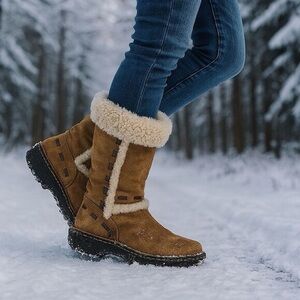 UGG Australia Elijo mid-calf boots chestnut brown suede sheepskin shearling 8